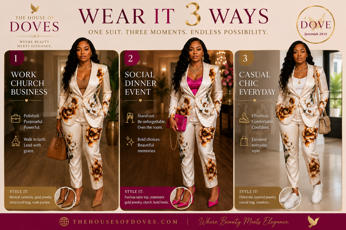 Caramel Flowers Statement Suit